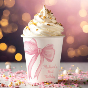 Gobelets En Papier Filles Juste Wanne Be One Rose Bow Coquette Annive