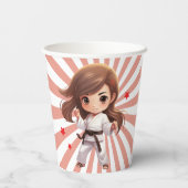 Gobelets En Papier Filles Karate Martial Arts fête d'anniversaire (Verso)