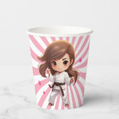 Gobelets En Papier Filles Karate Martial Arts fête d'anniversaire (Verso)