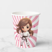 Gobelets En Papier Filles Karate Martial Arts fête d'anniversaire (Recto)