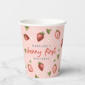 Gobelets En Papier Filles mignonne Berry rose Premier 1er anniversair (Verso)