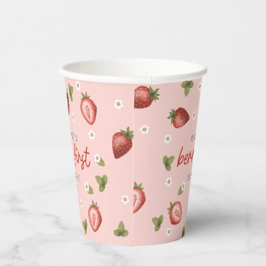 Gobelets En Papier Filles mignonne Berry rose Premier 1er anniversair (Droite)