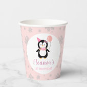 Gobelets En Papier Filles mignonne Pingouin Rose Anniversaire de enfa (Recto)