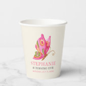 Gobelets En Papier Filles papillons fête d'anniversaire (Verso)