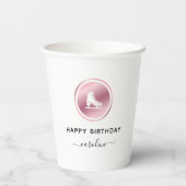 Gobelets En Papier Filles Patinage artistique Anniversaire Rose Patin (Verso)