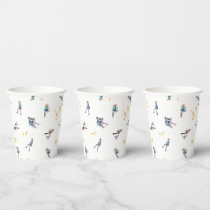 Gobelets En Papier Filles Patinage sur glace, Hockey Blue Gold Annive