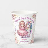 Gobelets En Papier Filles Princesse Unicorn Anniversaire fête d'anniv (Verso)