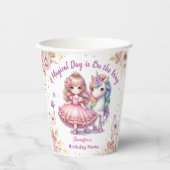 Gobelets En Papier Filles Princesse Unicorn Anniversaire fête d'anniv (Recto)
