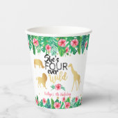 Gobelets En Papier Filles quatre jamais sauvages 4e fête d'anniversai (Recto)
