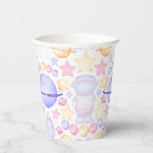 Gobelets En Papier Filles roses Aquarelle Astronaut de l'espace extra (Recto)