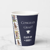 Gobelets En Papier Filmstrip Four Photo Collage Graduation | Bleu (Recto)