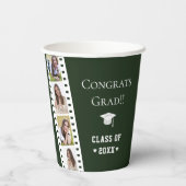 Gobelets En Papier Filmstrip Four Photo Collage Graduation | Green (Verso)