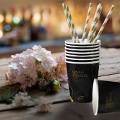 Gobelets En Papier Fine Lines Gold Abstrait Mariage V1 Black ID867