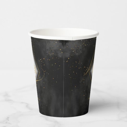 Gobelets En Papier Fine Lines Gold Abstrait Mariage V2 Black ID867 (Droite)