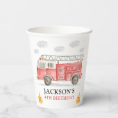 Gobelets En Papier Firetruck Calling All Firefigthers Boy Birthday (Verso)