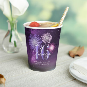 Gobelets En Papier Fireworks Sweet 16 Purple ID984