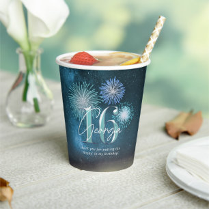 Gobelets En Papier Fireworks Sweet 16 Teal ID984