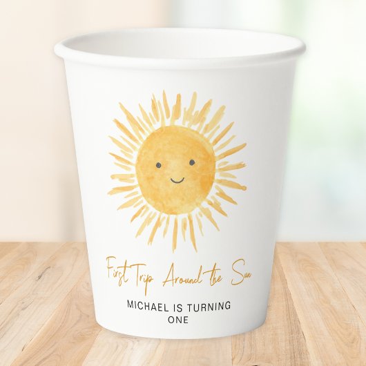 Gobelets En Papier First Trip Around The Sun Boy's Birthday Party