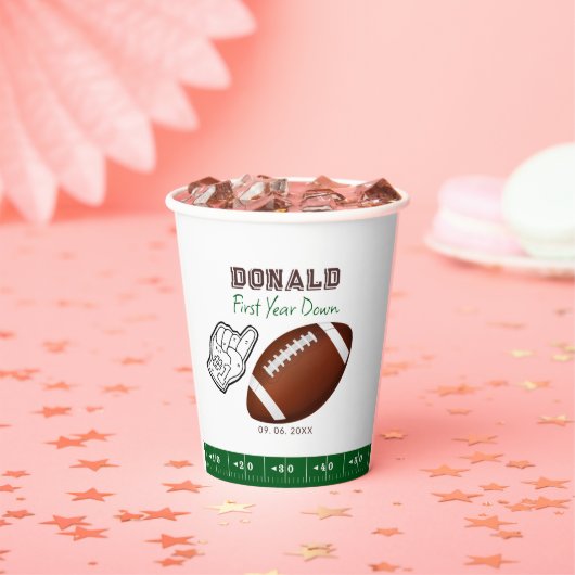 Gobelets En Papier First Year Down Football Birthday (Insitu)