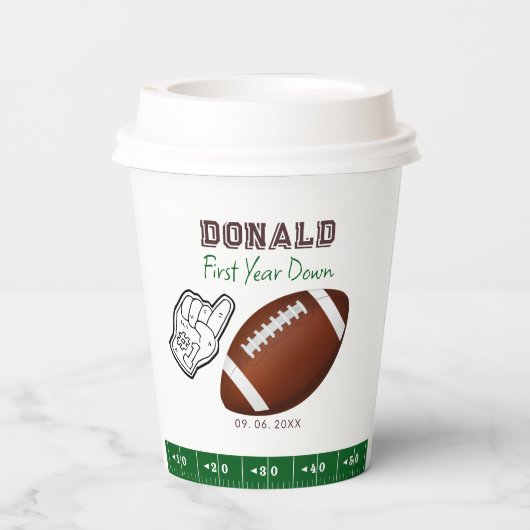 Gobelets En Papier First Year Down Football Birthday  (Verso)