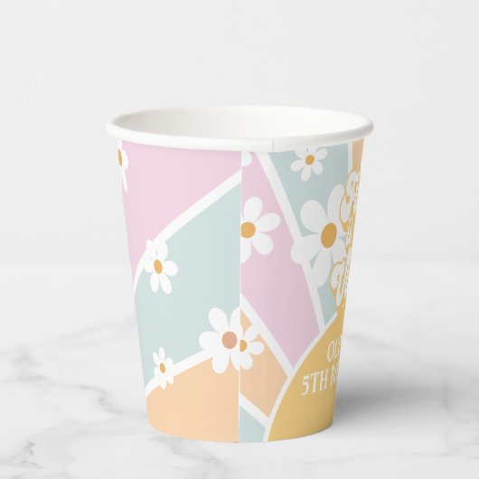 Gobelets En Papier Five est Vibe Retro Sunshine pastel Anniversaire (Droite)