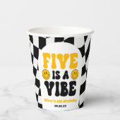 Gobelets En Papier Five Is A Vibe Retro Fifth 5th Birthday Party (Verso)