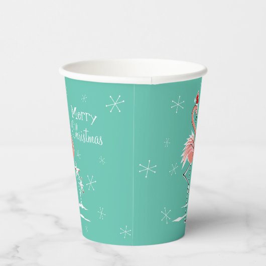 Gobelets En Papier Flamant rose de Noël Joyeux Noël (Droite)