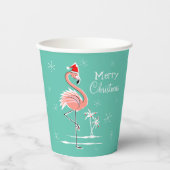 Gobelets En Papier Flamant rose de Noël Joyeux Noël (Recto)