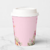 Gobelets En Papier Flamant rose Floral doux (Gauche)