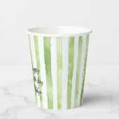 Gobelets En Papier Flamant rose Green Pink Stripes Anniversaire (Gauche)
