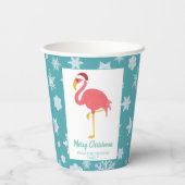 Gobelets En Papier Flamant rose Noël Snowflake Blue Tropical Famille  (Verso)