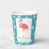 Gobelets En Papier Flamant rose Noël Snowflake Blue Tropical Famille  (Recto)