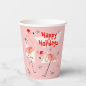 Gobelets En Papier Flamant rose Père Noël Rose Joyeuses Fêtes (Recto)