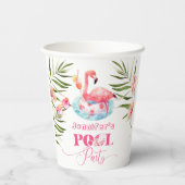 Gobelets En Papier Flamant rose piscine fête fille rose (Verso)