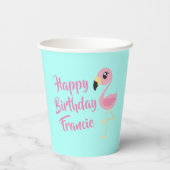 Gobelets En Papier Flamant rose rose Tropical mignon 1er anniversaire (Verso)