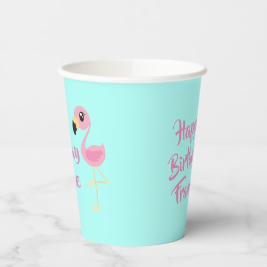 Gobelets En Papier Flamant rose rose Tropical mignon 1er anniversaire (Gauche)
