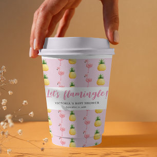 Gobelets En Papier Flamant rose Tropical C'est une fille Baby shower