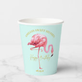 Gobelets En Papier Flamant rose tropical doux 16 Joyeux anniversaire  (Recto)