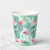 Gobelets En Papier Flamant rose tropical, Palmiers, Ananas Motif ID92 (Verso)