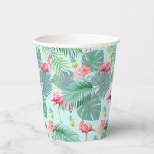 Gobelets En Papier Flamant rose tropical, Palmiers, Ananas Motif ID92 (Recto)