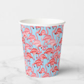 Gobelets En Papier Flamants roses Roses Clairs Sur Bleu (Droite)