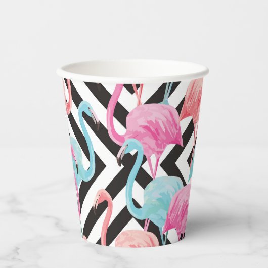 Gobelets En Papier Flamants roses sur le Motif de conception en gras (Recto)
