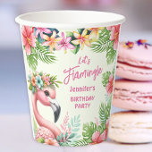 Gobelets En Papier Flamingle Girl Flamant rose rose papier d'annivers