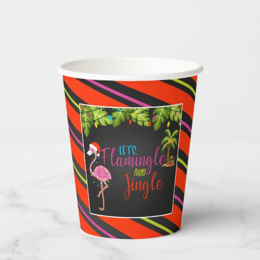 Gobelets En Papier Flamingle & Jingle Christmas Party tasses en papie (Verso)