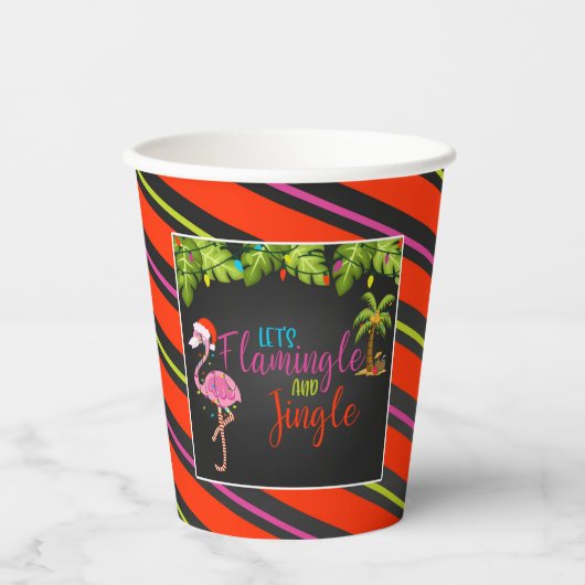 Gobelets En Papier Flamingle & Jingle Christmas Party tasses en papie (Recto)