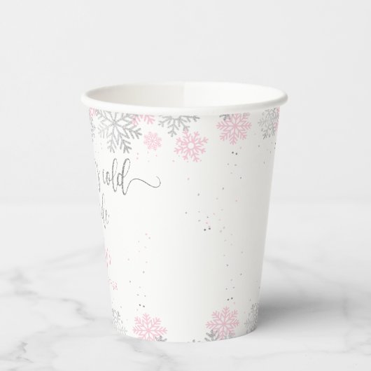 Gobelets En Papier Flammes De Neige Baby shower Fille D'Hiver Rose Et (Gauche)