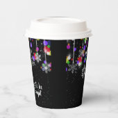 Gobelets En Papier Flammes de neige de Noël en noir (Gauche)