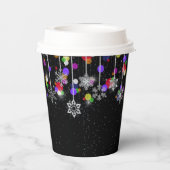 Gobelets En Papier Flammes de neige de Noël en noir (Verso)