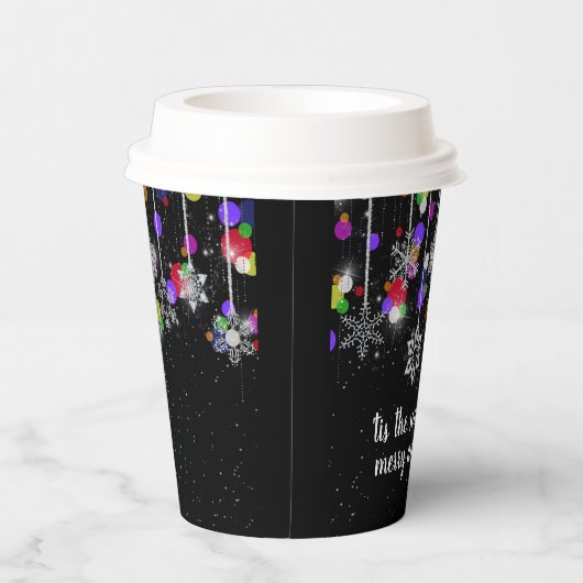 Gobelets En Papier Flammes de neige de Noël en noir (Droite)