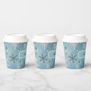 Gobelets En Papier Flammes de neige d'hiver Noël